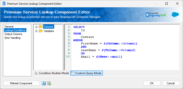 PSL- Salesforce - Lookup conditions - Custom Query Mode